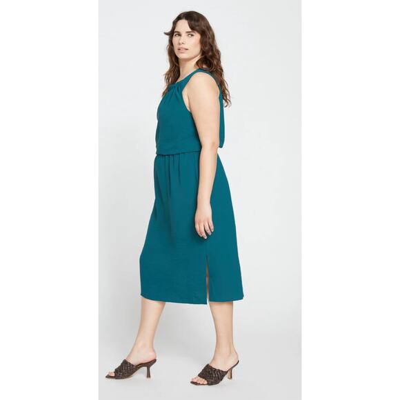 NWT Universal Standard Isola Crinkle Crepe Dress Sea Moss Green Size XL/ 26-28 - Picture 3 of 9